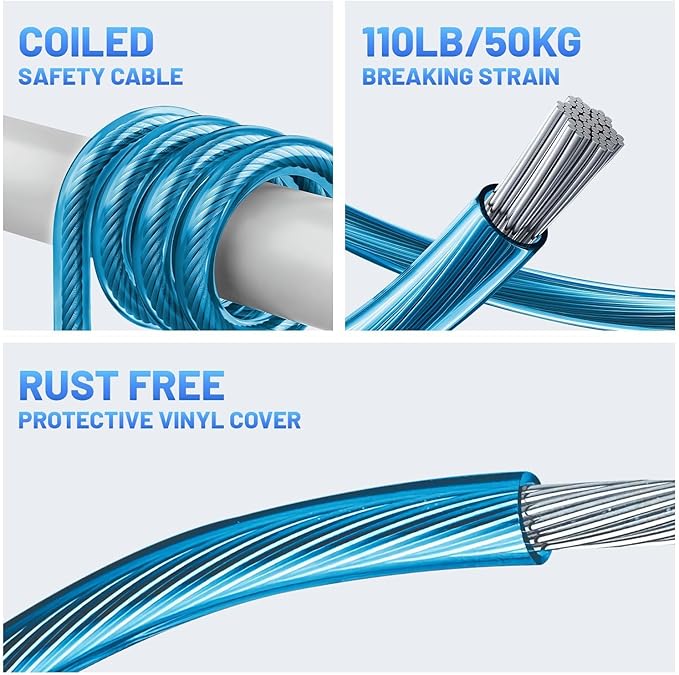 MECMO Trailer Breakaway Switch 4ft Brake Away Coiled Cable Large Carabiner, RV Camper Trailer Emergency Electric Break Switch with 4 Feet Stainless Steel Spring Towing Wire Safety Lanyard w/Pull Pin