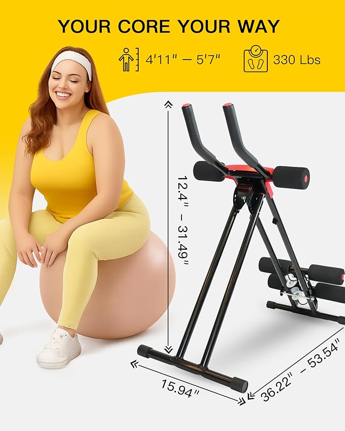 Ab Machine Abdominal Stomach Workout: Adjustable Ab Trainer Machine Ab Cruncher Core Strength Training Equipment for Home Gym Foldable for Women and Men