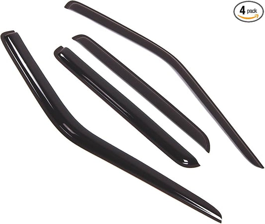 TuningPros Outside Mount Window Vent Visors Rain Guards Compatible with Nissan Pathfinder 1996-2004 | Side Window Wind Deflectors Rain Shields | Smoke Tinted, 4 Pcs Set, DGWV-349