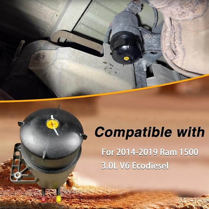 Aluminum Fuel Filter Wrench with Four Tabs Compatible with Ram 1500, 86.5MM 16 Flutes Oil Filter Wrench Fit for BMW Volvo, 2-in-1 Filter Cap Removal Tool 3/8" Square Drive and 1" Hex Drive