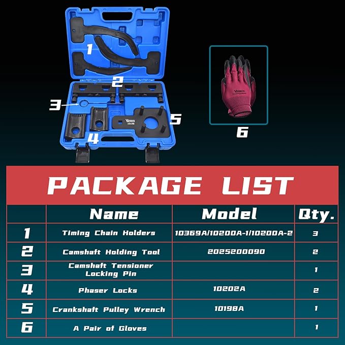 Camshaft Phaser Timing Chain Tool, Camshaft Holding Tool Crankshaft Pulley Wrench Compatible with VW Chrysler Dodge 3.6L Pentastar Engine, Replace 10369 10200A 10202 10198A 2025200090