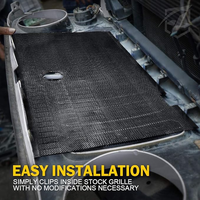 Xprite Aluminum Alloy Mesh Grill Insert with Hood Lock Hole & Firefighter Red Stripe, Compatible with 2007-2018 Jeep Wrangler JK JKU