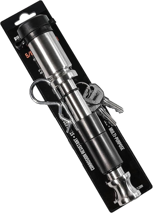 BulletProof Hitches - 5/8" Trailer Hitch Locking Pin - Universal Fit, Stainless Steel, Weather Resistant Rubber Cap - Silver, 1 Pack