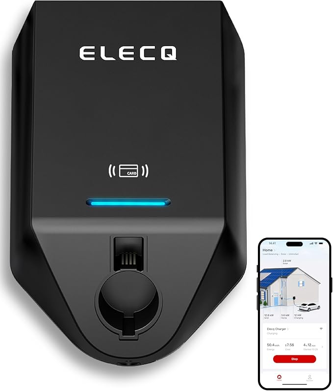 Home EV Charger Level 2, Active Load Management, Solar Charging Modes, OCPP Compatible & Future-Proof, 50A Hardwired EVSE with J1772 Connector