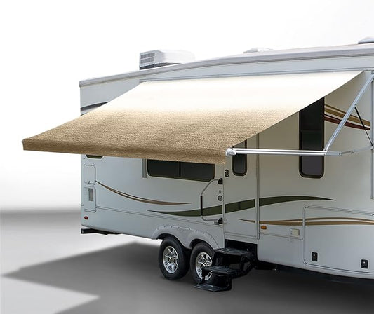 RecPro RV Awning Fabric Replacement 20 Foot Camper Awning | Tan | Width Size Options | 8' (96") Length | Heat Sealed | 3 Year Warranty (20 Feet, Actual 19' 1")
