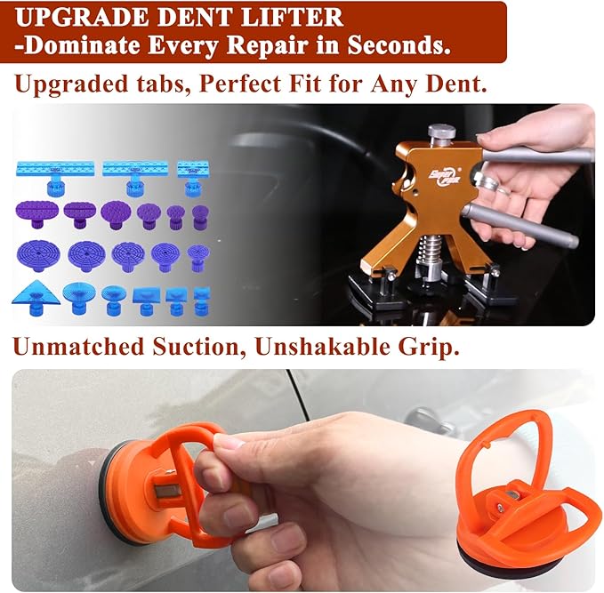 VEXTRO Car Dent Puller Kit, Dent Remover Tool for Car Dent Repair with High Adhesive Puller Tabs & Glue Sticks,100W Hot Glue Gun,Dent Refector Board, Suction Cups, Paintless Dent Removal Kit for Auto