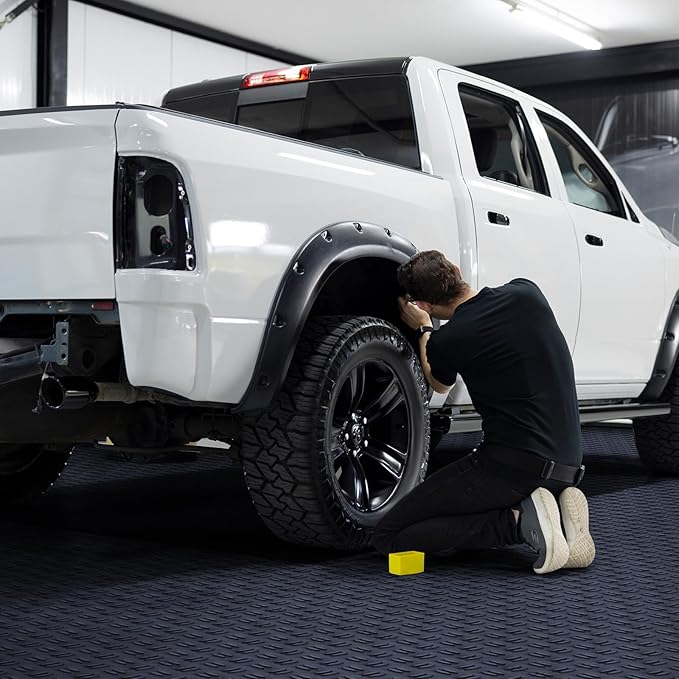 VEVOR Garage Tiles Interlocking, 12 x 12 x 0.53 inch 50 Pack Garage Floor Covering Tile, Non-Slip Double-Sided Texture Garage Flooring Tiles, for Garages, Basements, Repair Shops, Graphite Gray