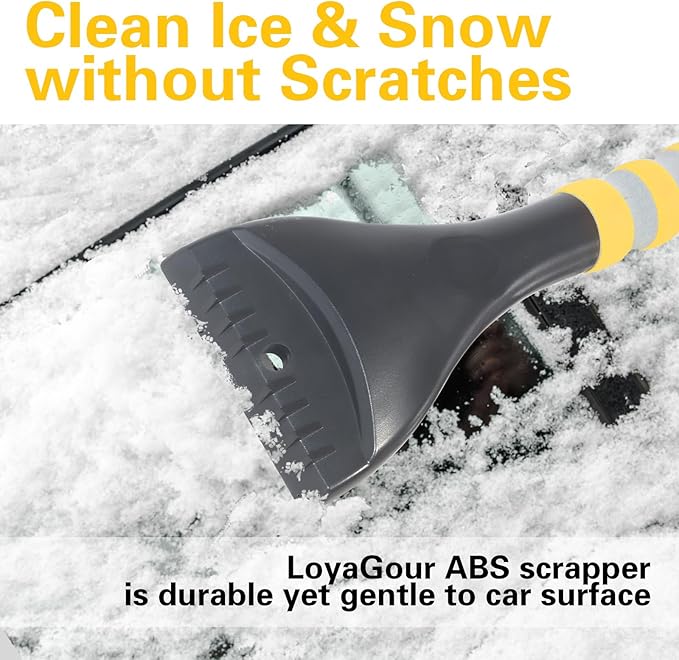 Snow Brush and Ice Scraper for Car Windshield,26.4" Window Scraper Deicer for Car SUV and Truck,Ice Scrapers and Brushes 2 in 1,Winter Car Automotive Exterior Accessories(1Pack Yellow)