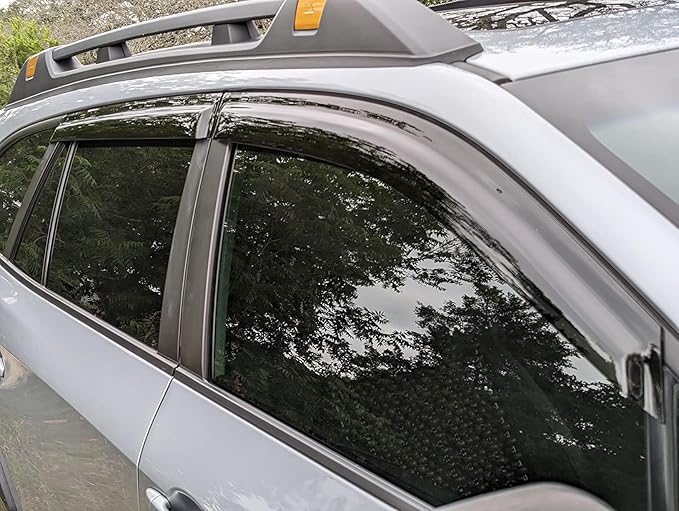 2015-2019 Tape-On Side Window Visor Deflectors Rain Guards for Subaru Outback Dark Tinted Protectors 2016 2017 2018
