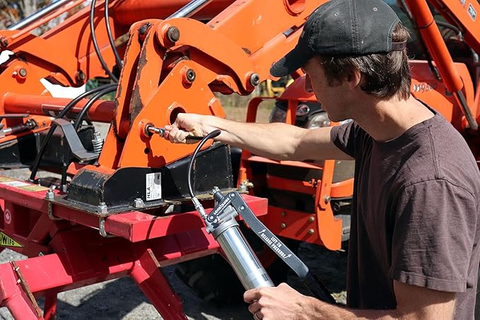 LockNLube Professional Series Lever Grease Gun. Includes Our Patented Grease Coupler (Locks on, Stays on, Won't Leak!) Plus a 20" Hose and in-line Hose Swivel.