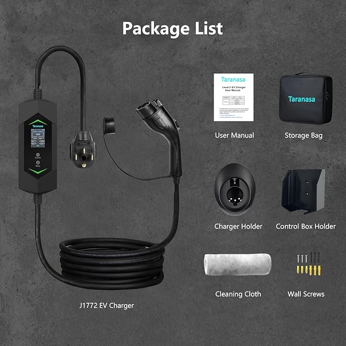 Level 2 EV Charger 40A, 240V Electric Car Charger, Portable & Home Electric Vehicle Charging Station with NEMA 14-50 Plug for J1772 EVs 9.6KW, 20ft Cable w/Holder