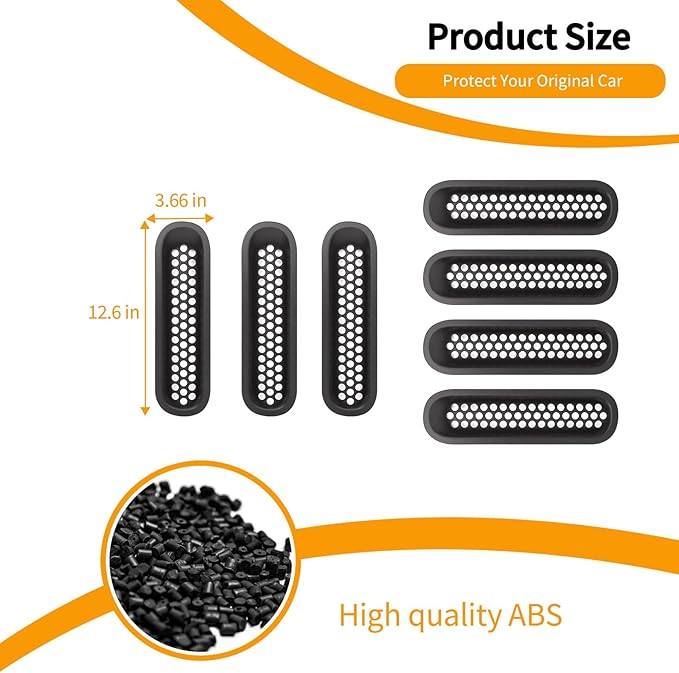 Hoolcar Front Grill Mesh Inserts Clip-in Honeycomb Grille Guard Cover Fit for Jeep Wrangler JK JKU 2007-2017, Exterior Accessories, Matte Black