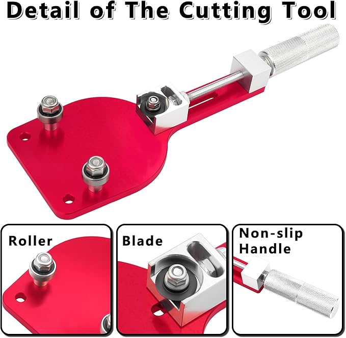 77750 Oil Filter Cutter 2-3/8" to 5" Oil Filter Cutting Tool Oil Filter Opener to Inspect What The Filter Catches Universal Adjustable Metal Can Cutting Tool with a Spare Blade, Aluminum, Red