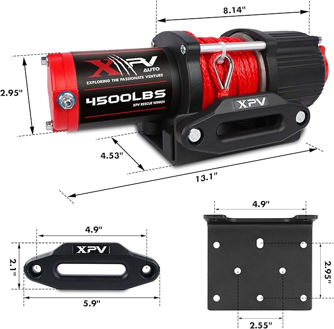 12V 4500 lb Winch Electric Winch for Towing ATV/UTV Off Road with Wireless Remote Control Mounting Bracket and Wired Handle,Waterproof IP67(Synthetic Rope)