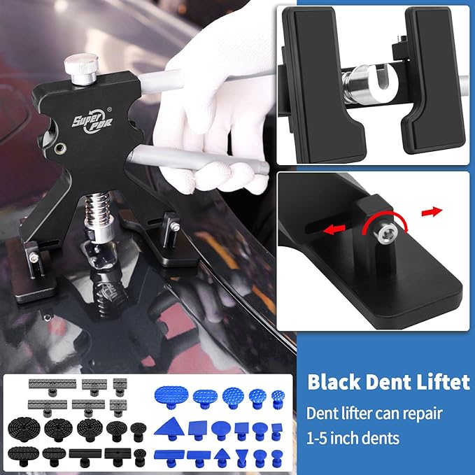 Super PDR Car Dent Repair Kit – Dent Remover Tool for Car with Dent Lifter &Slide Hammer Dent Puller &Bridge Puller Glue Gun and Suction Cup for Car Body Repair, Appliance Dent or Hail Damage