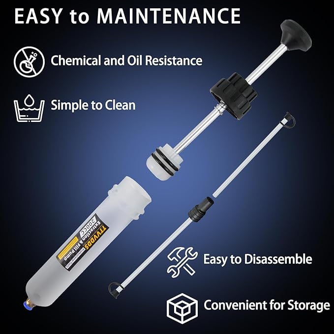 Automotive Fluid Extractor Pump, 200 cc Oil Extractor Pump with Hose, Sealed Upgraded Oil Change Pump, Lightweight Oil Suction Pump for Changing Transmission, Power Steering, and Brake Fluid
