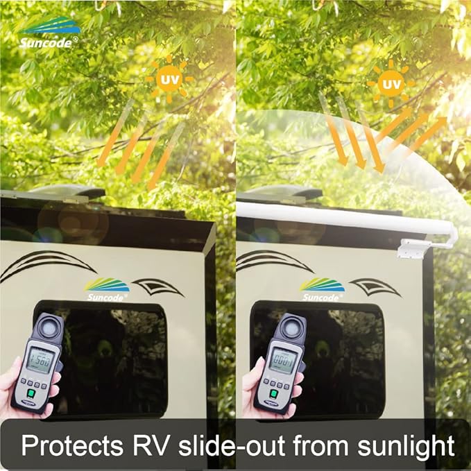 Suncode Slide Topper Awning White RV Slide Out Awning Slide Out Protection Modular Designed for RVs,Travel Trailers,5th Wheels,and Motorhomes 8'1"(7'7"Fabric)
