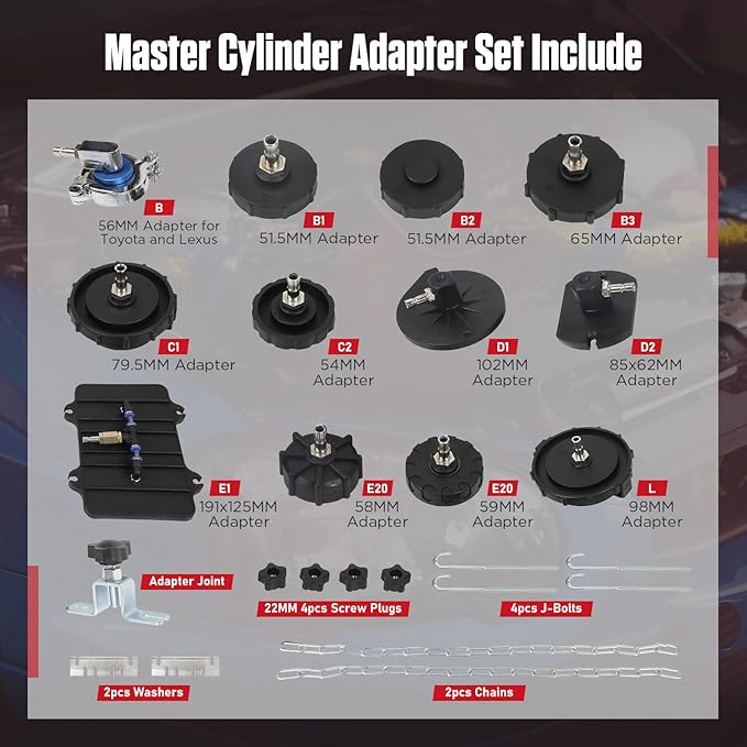 12Pcs Brake Bleeder Kit, Professional Brake Bleeder Adapter with Japanese Quick Connector Master Cylinder Adapter Kit, Brake Pressure Bleeder Kit Compatible with Most Vehicles