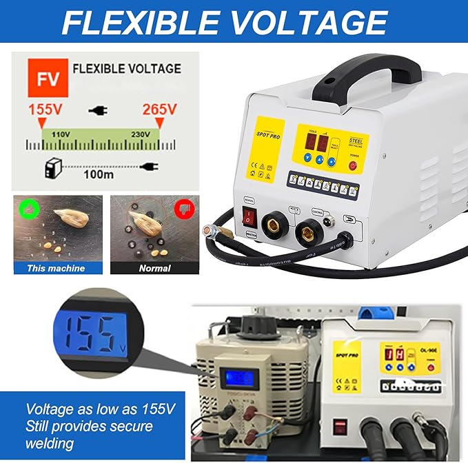 110V Spot Welder Dent Puller Kit Car Body Repair Steel Pulling Data Recovery Function Steel Iron Aluminium Car Auto Repair Machine Stud Welder Dent Puller Machine with Professional Tool Car (90EN)