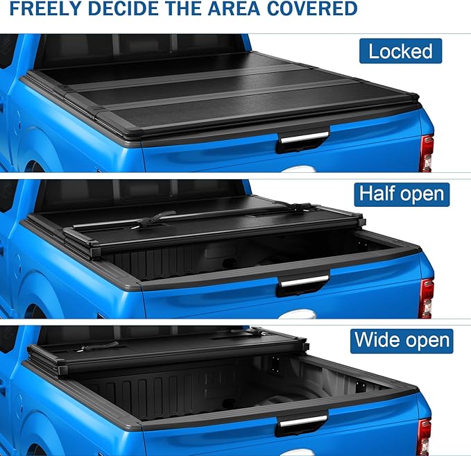 Hard Tri-Fold Truck Bed Tonneau Cover Compatible with 2007-2013 Chevy Silverado GMC Sierra 6.5FT Bed