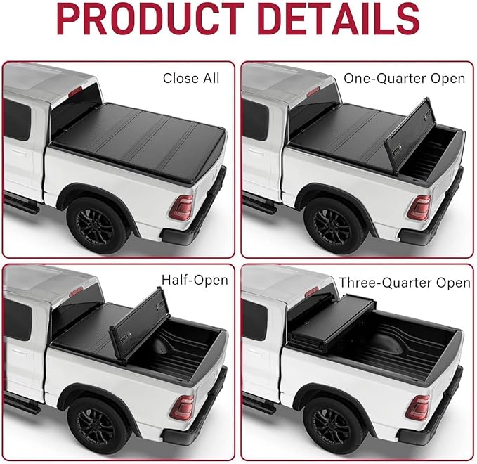 FRP Hard Quad-Fold Truck Bed Tonneau Cover Compatible with 2004-2025 Ford F150 & 2006-2014 Lincoln Mark LT | Styleside 6.5'/6.5 FT/ 79" Bed | Waterproof | Easy to Install & Use