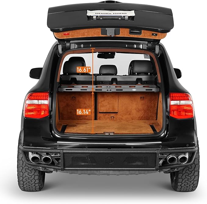 Hooke Road Cayenne Cargo Rack Basket & Window Molle Panel for 2003-2010 Porsche Cayenne 955 957, Trunk Organizer Storage Shelf for Overland Camping Gear
