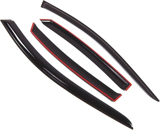 Tuningpros WD2-250 Dark Smoke 4 Pcs Set Window Visor (Outside Mount) Deflector Rain Guard Compatible with 2006-2011 Hyundai Azera