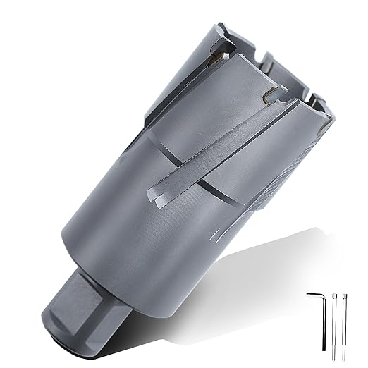 1.77" x 2" Annular Cutter with Weldon Shank,Carbide Tip Annular Drill Bit for Stainless Steel, Iron (2" Depth, 1.77" Diameter)