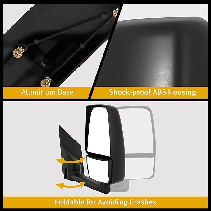 DWVO Towing Mirror Compatible with 2003-2019 Chevy Express GMC Savana 1500 2500 3500, Side Mirror with Manual Folding Manual Adjustment