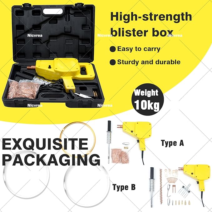 Body Repair Dent Removal Tools, 2000W Spot Welder Stud, Stud Welder Kit Stud Gun Dent Puller Kit Dent Welder Repair for Auto Body Repairing B