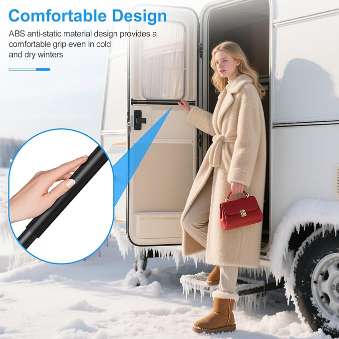 RV Screen Door Crossbar Handle Adjustable Anti-Slip Aluminum Grip Sturdy Safety Bar for Campers Travel Trailers Motorhomes