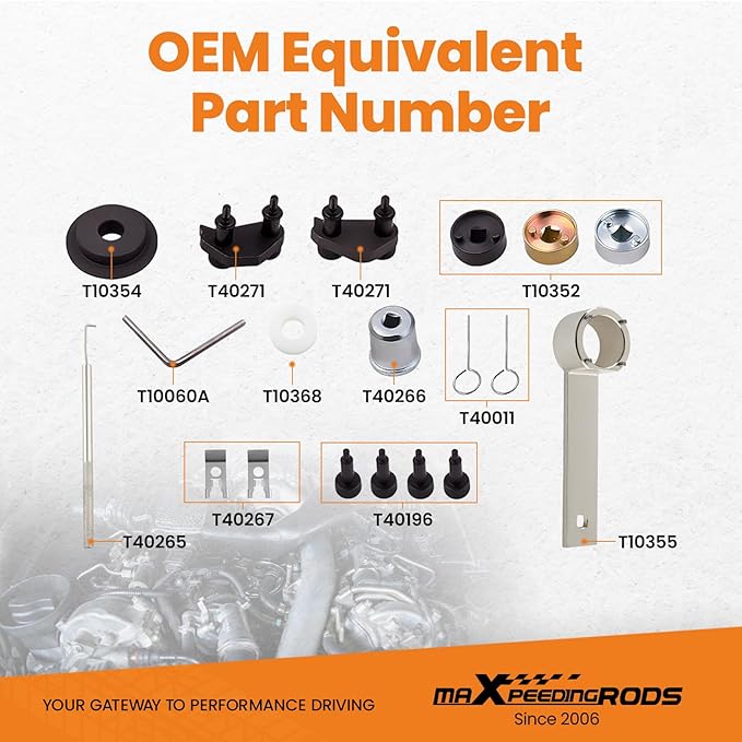 maXpeedingrods Engine Camshaft Crankshaft Timing Tool Kit EA888 1.8 2.0 TSI/TFSI for Audi for Volkswagen for Skoda T10352 T40196 T40271 T10368 T10354 T10355 T10060A T40011 T40098 T40267, 19 Pcs