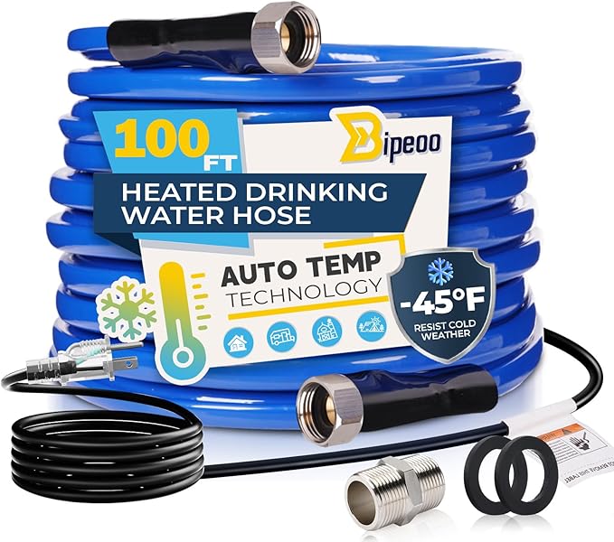 100FT Heated Water Hose for Rv,Heated Drinking Water Hose Antifreeze to -45°F,Great Rv Accessories for Campers,Livestock,Agriculture,Lead and BPA Free