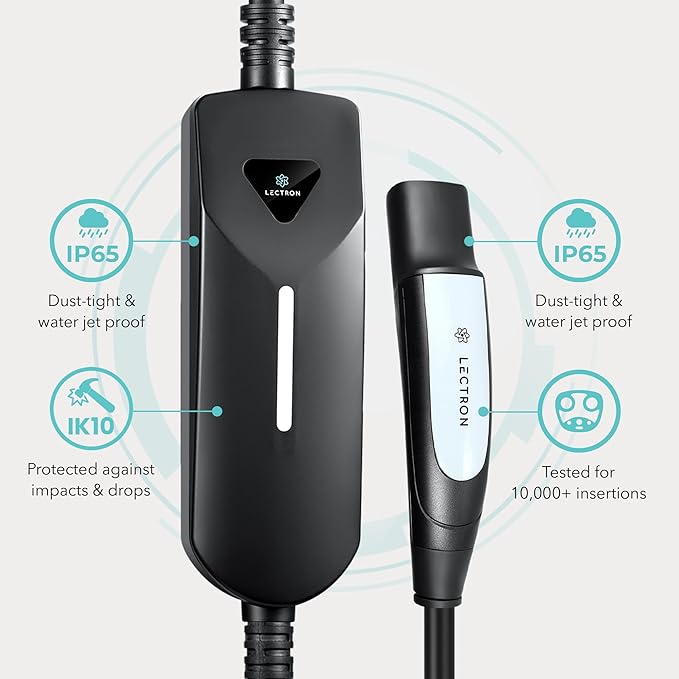 Lectron Level 1/2 (12A & 40A) Tesla NACS EV Charger - Dual-Level Electric Vehicle Charging Station with NEMA 14-50/5-15 Plug - Portable Electric Car Charger for All NACS Electric Vehicles