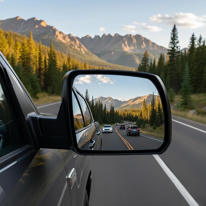 DWVO Side Door Mirror Compatible with 2007 2008 2009 2010 2011 2012 2013 Tundra, Right Passenger Towing Mirror with Power Heated Manual Folding Black