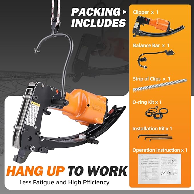 M66K Pneumatic Clinching Clipper, Air Power Clinching Tool Hartco Clipper Vertex Fastening Clipper, Industrial Clip Tool for Spring Mattress, Car Seat