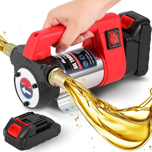 Mxmoonant 12GPM Cordless Diesel Transfer Pump, Electric Oil Change Pump, Portable Self Priming Fuel Transfer Pump, with Two 2000mAH Lithium Battery, for Kerosene Boat Truck