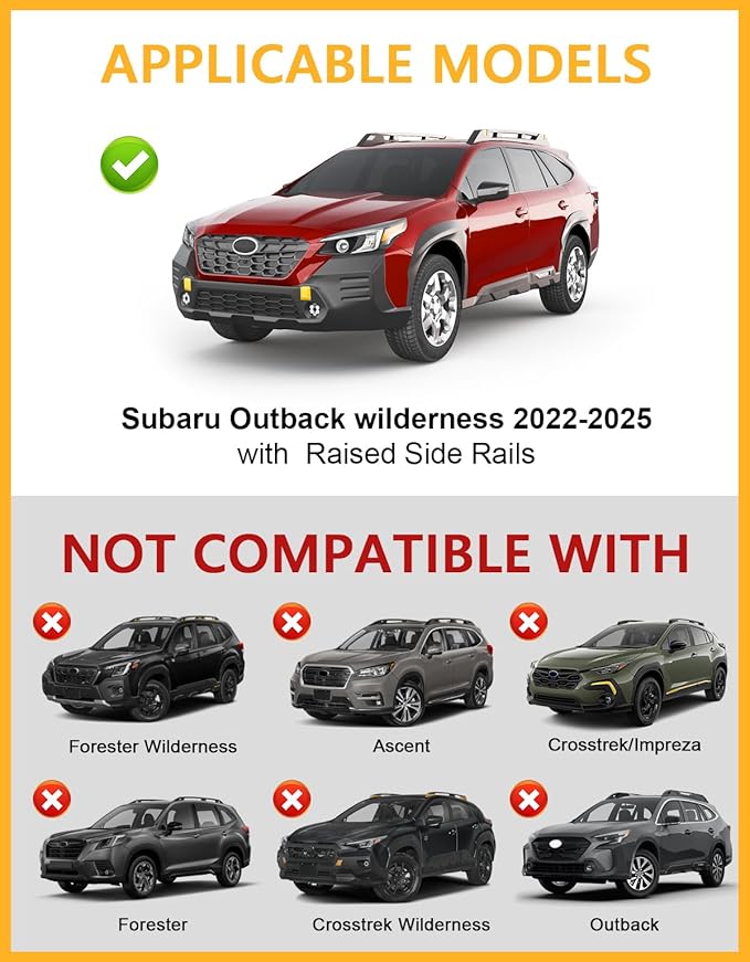 Tuyoung 330lbs Lockble Roof Rack Cross Bars Compatible with Subaru Outback Wilderness 2022-2026 (Only Fit Wilderness), All Aluminum Heavy Duty Crossbars Rooftop Kayak Luggage Racks