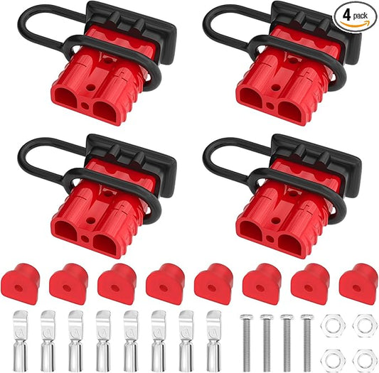4PCS 50Amp Battery Quick Connect/Disconnect Connector,6 to 12 Gauge Battery Cable Connector, Wire Harness Plug Kit 12 to 36V for Car Winch Trailer