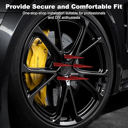 1/2‘’-20 Spike Lug Nuts, Set of 24 Red Spline Spiked Lug Nut with Key for Chevrolet Silverado 1500, Ford F-150 1997-2024, Dodge Ram 1500 1994-2024, Toyota Tacoma 1995-2024