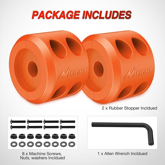 Nilight Winch Stopper for ATV UTV Truck SUV Winch Cable Hook Rubber Stopper 2 Pack Protect Towing Hook Synthetic Rope Winch Accessories Rope Line Saver with Stainless Steel Screws Allen Wrenc, Orange