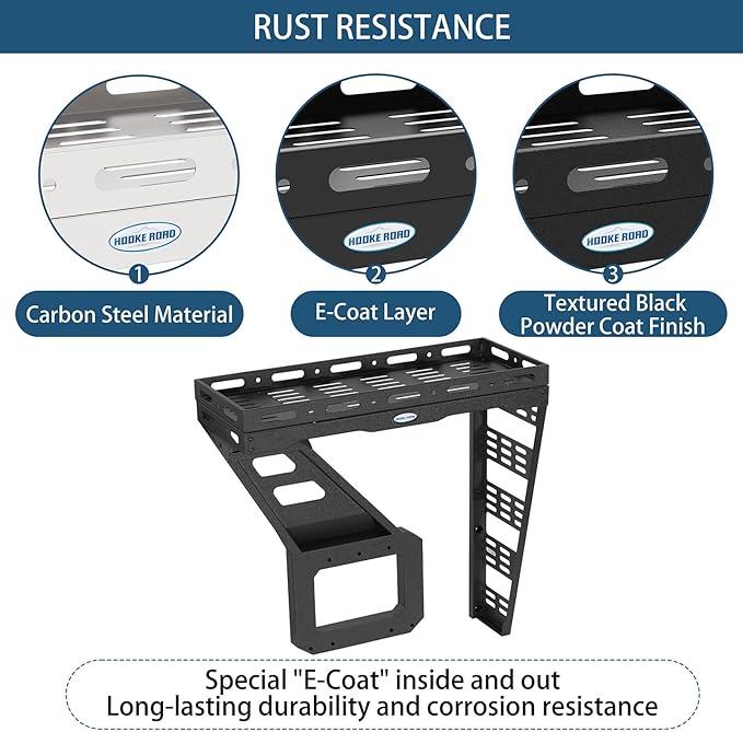 Hooke Road Tailgate Storage Basket Spare Tire Cargo Rack for 1997-2006 Jeep Wrangler TJ, Steel Luggage Carrier Tray with Reinforced Tailgate Hinge for Overlanding Camping Accessories