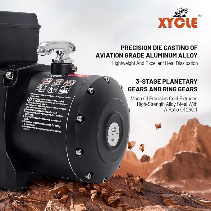 Winch13500lbs 12V WaterproofElectric Winch Synthetic Rope Electric Winch Towing Winch Boat Trailer Winch SUV 4-Wheel Drive Off-Road Vehicle with Remote Control 3/8 Synthetic Rope (Dark-Orange)