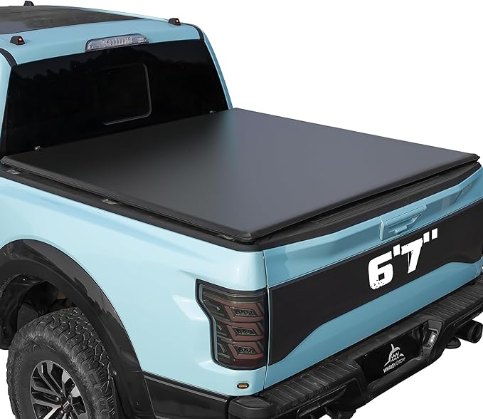 Truck Bed Tonneau Cover Compatible with Toyota Tundra 2014-2021 6.5 ft Standard Box, Soft Folding Style(Quad Fold)