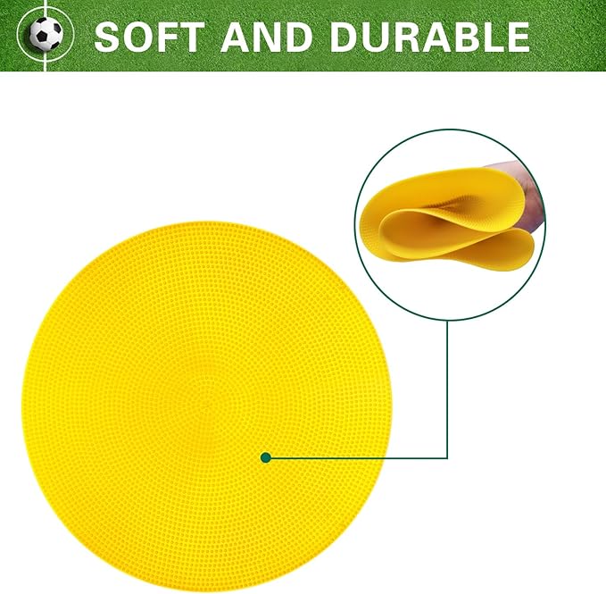 Poly Spot Markers 9 inch Non-Slip Rubber Agility Markers Flat Field Cones Floor Dots for Football, Soccer, Basketball Training Markers, School Activities, Exercise Drills, Social Distancing