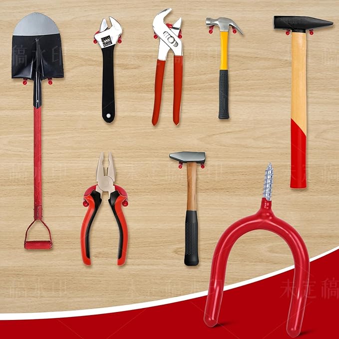 12 Pack Garage Storage System Steel U Hooks with Anti-Slip Coating Home Improvement and Organization Screw in Hooks Easy Wall Mounting Heavy Duty Bike and Ladder (Red, 12 Pack)