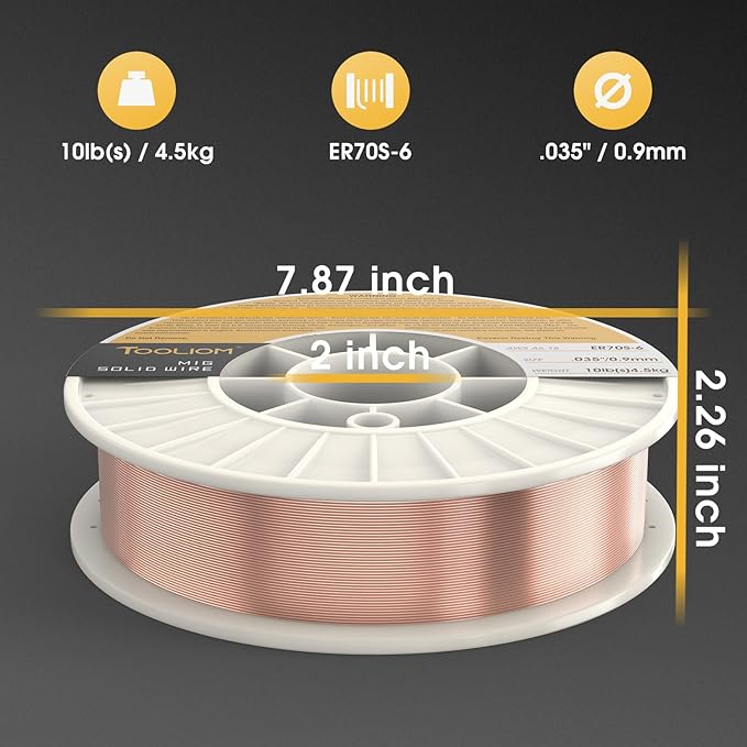 TOOLIOM ER70S-6 .035"(0.9 mm) Mild Steel MIG Solid Welding Wire on 10-Pound Spool 2PCS Compatible for TL-200M Pro TL-250M Pro