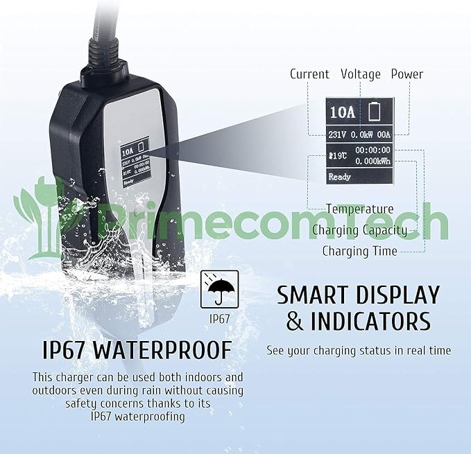 30 Feet Level 2 Primecom Electric Vehicle (EV) Charger (220/240V, 32Amp/40Amp) 32 and 40 Amp 6-50P. 10-50P & 14-50P (14-50P, 32 Amp)