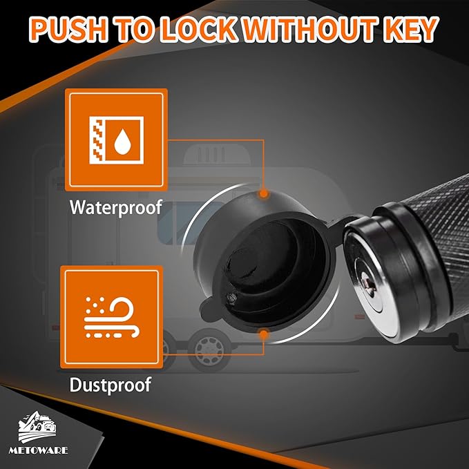 METOWARE Trailer Hitch Lock Hitch Receiver Pin Lock Fits Class III IV V and 2”- 3-1/2" Receiver with 5/8" Dia 4” Lock Pin and 8 Anti-Rattle Rubber O-Rings Receiver Hitch Lock (1 Pack)