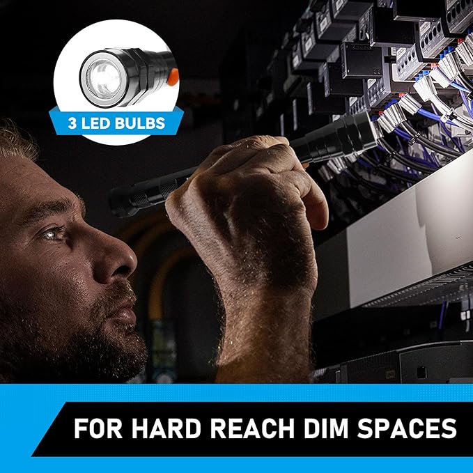 Telescoping Magnet Pickup Tool with 3 LED Magnetic Flashlight, Christmas Stocking Stuffers for Men Adults, Cool Gadgets Birthday Gifts for Men, Dad, Husband, Boyfriend